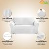 Easy-Going Stretch Sofa Slipcover 1-Piece Sofa Cover Furniture Protector Couch Soft with Elastic Bottom for Kids, Polyester Spandex Jacquard Fabric Small Checks (Sofa, Dark Gray)(Snow White)
