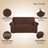 Easy-Going Stretch Sofa Slipcover 1-Piece Sofa Cover Furniture Protector Couch Soft with Elastic Bottom for Kids, Polyester Spandex Jacquard Fabric Small Checks (Sofa, Dark Gray)(Coffee)