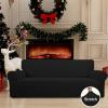 Easy-Going Stretch Sofa Slipcover 1-Piece Sofa Cover Furniture Protector Couch Soft with Elastic Bottom for Kids, Polyester Spandex Jacquard Fabric Small Checks (Sofa, Dark Gray)(Black)