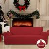 Easy-Going Stretch Sofa Slipcover 1-Piece Sofa Cover Furniture Protector Couch Soft with Elastic Bottom for Kids, Polyester Spandex Jacquard Fabric Small Checks (Sofa, Dark Gray)(Christmas Red)