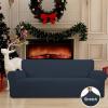 Easy-Going Stretch Sofa Slipcover 1-Piece Sofa Cover Furniture Protector Couch Soft with Elastic Bottom for Kids, Polyester Spandex Jacquard Fabric Small Checks (Sofa, Dark Gray)(Dark Blue)