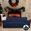 Easy-Going Stretch Sofa Slipcover 1-Piece Sofa Cover Furniture Protector Couch Soft with Elastic Bottom for Kids, Polyester Spandex Jacquard Fabric Small Checks (Sofa, Dark Gray)(Navy)