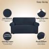 Easy-Going Stretch Sofa Slipcover 1-Piece Sofa Cover Furniture Protector Couch Soft with Elastic Bottom for Kids, Polyester Spandex Jacquard Fabric Small Checks (Sofa, Dark Gray)(Dark Blue)
