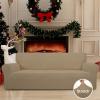 Easy-Going Stretch Sofa Slipcover 1-Piece Sofa Cover Furniture Protector Couch Soft with Elastic Bottom for Kids, Polyester Spandex Jacquard Fabric Small Checks (Sofa, Dark Gray)(Tan)