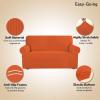 Easy-Going Stretch Sofa Slipcover 1-Piece Sofa Cover Furniture Protector Couch Soft with Elastic Bottom for Kids, Polyester Spandex Jacquard Fabric Small Checks (Sofa, Dark Gray)(Orange)