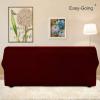 Easy-Going Stretch Sofa Slipcover 1-Piece Sofa Cover Furniture Protector Couch Soft with Elastic Bottom for Kids, Polyester Spandex Jacquard Fabric Small Checks (Sofa, Dark Gray)(Wine)