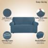 Easy-Going Stretch Sofa Slipcover 1-Piece Sofa Cover Furniture Protector Couch Soft with Elastic Bottom for Kids, Polyester Spandex Jacquard Fabric Small Checks (Sofa, Dark Gray)(Bluestone)