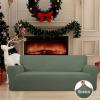 Easy-Going Stretch Sofa Slipcover 1-Piece Sofa Cover Furniture Protector Couch Soft with Elastic Bottom for Kids, Polyester Spandex Jacquard Fabric Small Checks (Sofa, Dark Gray)(Greyish Green)
