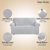 Easy-Going Stretch Sofa Slipcover 1-Piece Sofa Cover Furniture Protector Couch Soft with Elastic Bottom for Kids, Polyester Spandex Jacquard Fabric Small Checks (Sofa, Dark Gray)(Silver Gray)