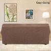 Easy-Going Stretch Sofa Slipcover 1-Piece Sofa Cover Furniture Protector Couch Soft with Elastic Bottom for Kids, Polyester Spandex Jacquard Fabric Small Checks (Sofa, Dark Gray)(Brown)