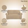 Easy-Going Stretch Sofa Slipcover 1-Piece Sofa Cover Furniture Protector Couch Soft with Elastic Bottom for Kids, Polyester Spandex Jacquard Fabric Small Checks (Sofa, Dark Gray)(Sand)