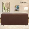 Easy-Going Stretch Sofa Slipcover 1-Piece Sofa Cover Furniture Protector Couch Soft with Elastic Bottom for Kids, Polyester Spandex Jacquard Fabric Small Checks (Sofa, Dark Gray)(Coffee)
