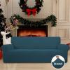 Easy-Going Stretch Sofa Slipcover 1-Piece Sofa Cover Furniture Protector Couch Soft with Elastic Bottom for Kids, Polyester Spandex Jacquard Fabric Small Checks (Sofa, Dark Gray)(Deep Teal)