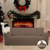 Easy-Going Stretch Sofa Slipcover 1-Piece Sofa Cover Furniture Protector Couch Soft with Elastic Bottom for Kids, Polyester Spandex Jacquard Fabric Small Checks (Sofa, Dark Gray)(Brown)