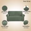 Easy-Going Stretch Sofa Slipcover 1-Piece Sofa Cover Furniture Protector Couch Soft with Elastic Bottom for Kids, Polyester Spandex Jacquard Fabric Small Checks (Sofa, Dark Gray)(Greyish Green)