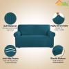 Easy-Going Stretch Sofa Slipcover 1-Piece Sofa Cover Furniture Protector Couch Soft with Elastic Bottom for Kids, Polyester Spandex Jacquard Fabric Small Checks (Sofa, Dark Gray)(Peacock Blue)