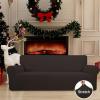Easy-Going Stretch Sofa Slipcover 1-Piece Sofa Cover Furniture Protector Couch Soft with Elastic Bottom for Kids, Polyester Spandex Jacquard Fabric Small Checks (Sofa, Dark Gray)(Chocolate)