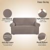 Easy-Going Stretch Sofa Slipcover 1-Piece Sofa Cover Furniture Protector Couch Soft with Elastic Bottom for Kids, Polyester Spandex Jacquard Fabric Small Checks (Sofa, Dark Gray)(Taupe)