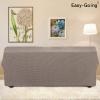 Easy-Going Stretch Sofa Slipcover 1-Piece Sofa Cover Furniture Protector Couch Soft with Elastic Bottom for Kids, Polyester Spandex Jacquard Fabric Small Checks (Sofa, Dark Gray)(Taupe)