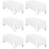 Easy-Going 6 Pack White Tablecloths 60×102 Inch for 6 Ft Rectangle Table, Washable Polyester Waterproof Stain Resistant Table Cloth, Decorative Table Cover for Kitchen, Dining Tables, Events(White)