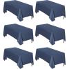 Easy-Going 6 Pack White Tablecloths 60×102 Inch for 6 Ft Rectangle Table, Washable Polyester Waterproof Stain Resistant Table Cloth, Decorative Table Cover for Kitchen, Dining Tables, Events(Navy)