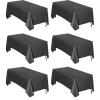Easy-Going 6 Pack White Tablecloths 60×102 Inch for 6 Ft Rectangle Table, Washable Polyester Waterproof Stain Resistant Table Cloth, Decorative Table Cover for Kitchen, Dining Tables, Events(Black)