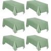 Easy-Going 6 Pack White Tablecloths 60×102 Inch for 6 Ft Rectangle Table, Washable Polyester Waterproof Stain Resistant Table Cloth, Decorative Table Cover for Kitchen, Dining Tables, Events(Sage Green)