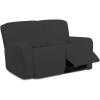 Easy-Going 8 Pieces Microfiber Stretch Sectional Recliner Sofa Slipcover Soft Fitted Fleece 3 Seats Couch Cover Washable Furniture Protector with Elasticity for Kids Pet(Recliner Sofa, Chocolate)(Dark Gray)