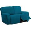 Easy-Going 8 Pieces Microfiber Stretch Sectional Recliner Sofa Slipcover Soft Fitted Fleece 3 Seats Couch Cover Washable Furniture Protector with Elasticity for Kids Pet(Recliner Sofa, Chocolate)(Peacock Blue)