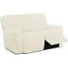 Easy-Going 8 Pieces Microfiber Stretch Sectional Recliner Sofa Slipcover Soft Fitted Fleece 3 Seats Couch Cover Washable Furniture Protector with Elasticity for Kids Pet(Recliner Sofa, Chocolate)(Ivory)