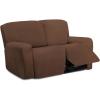 Easy-Going 8 Pieces Microfiber Stretch Sectional Recliner Sofa Slipcover Soft Fitted Fleece 3 Seats Couch Cover Washable Furniture Protector with Elasticity for Kids Pet(Recliner Sofa, Chocolate)(Brown)