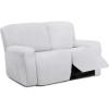 Easy-Going 8 Pieces Microfiber Stretch Sectional Recliner Sofa Slipcover Soft Fitted Fleece 3 Seats Couch Cover Washable Furniture Protector with Elasticity for Kids Pet(Recliner Sofa, Chocolate)(Snow White)