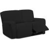 Easy-Going 8 Pieces Microfiber Stretch Sectional Recliner Sofa Slipcover Soft Fitted Fleece 3 Seats Couch Cover Washable Furniture Protector with Elasticity for Kids Pet(Recliner Sofa, Chocolate)(Black)