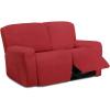 Easy-Going 8 Pieces Microfiber Stretch Sectional Recliner Sofa Slipcover Soft Fitted Fleece 3 Seats Couch Cover Washable Furniture Protector with Elasticity for Kids Pet(Recliner Sofa, Chocolate)(Christmas Red)