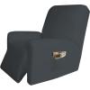 Easy-Going 8 Pieces Microfiber Stretch Sectional Recliner Sofa Slipcover Soft Fitted Fleece 3 Seats Couch Cover Washable Furniture Protector with Elasticity for Kids Pet(Recliner Sofa, Chocolate)(New Grey)