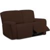 Easy-Going 8 Pieces Microfiber Stretch Sectional Recliner Sofa Slipcover Soft Fitted Fleece 3 Seats Couch Cover Washable Furniture Protector with Elasticity for Kids Pet(Recliner Sofa, Chocolate)(Coffee)