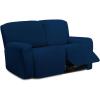Easy-Going 8 Pieces Microfiber Stretch Sectional Recliner Sofa Slipcover Soft Fitted Fleece 3 Seats Couch Cover Washable Furniture Protector with Elasticity for Kids Pet(Recliner Sofa, Chocolate)(Navy)