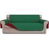 Easy-Going Reversible Oversized Couch Cover for 3 Cushion Couch Sofa Cover for Dogs Water Resistant Furniture Protector Cover with Foam Sticks for Pet (Oversized Sofa, Gray/Light Gray)(Green/Christmas Red)