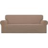 Easy-Going Stretch Sofa Slipcover 1-Piece Sofa Cover Furniture Protector Couch Soft with Elastic Bottom for Kids, Polyester Spandex Jacquard Fabric Small Checks (Sofa, Dark Gray)(Camel)