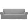 Easy-Going Stretch Sofa Slipcover 1-Piece Sofa Cover Furniture Protector Couch Soft with Elastic Bottom for Kids, Polyester Spandex Jacquard Fabric Small Checks (Sofa, Dark Gray)(Light Gray)