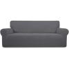 Easy-Going Stretch Sofa Slipcover 1-Piece Sofa Cover Furniture Protector Couch Soft with Elastic Bottom for Kids, Polyester Spandex Jacquard Fabric Small Checks (Sofa, Dark Gray)(Grey)