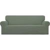 Easy-Going Stretch Sofa Slipcover 1-Piece Sofa Cover Furniture Protector Couch Soft with Elastic Bottom for Kids, Polyester Spandex Jacquard Fabric Small Checks (Sofa, Dark Gray)(Greyish Green)