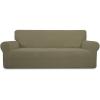 Easy-Going Stretch Sofa Slipcover 1-Piece Sofa Cover Furniture Protector Couch Soft with Elastic Bottom for Kids, Polyester Spandex Jacquard Fabric Small Checks (Sofa, Dark Gray)(Khaki)