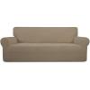 Easy-Going Stretch Sofa Slipcover 1-Piece Sofa Cover Furniture Protector Couch Soft with Elastic Bottom for Kids, Polyester Spandex Jacquard Fabric Small Checks (Sofa, Dark Gray)(Natural)