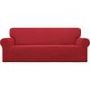 Easy-Going Stretch Sofa Slipcover 1-Piece Sofa Cover Furniture Protector Couch Soft with Elastic Bottom for Kids, Polyester Spandex Jacquard Fabric Small Checks (Sofa, Dark Gray)(Christmas Red)