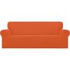 Easy-Going Stretch Sofa Slipcover 1-Piece Sofa Cover Furniture Protector Couch Soft with Elastic Bottom for Kids, Polyester Spandex Jacquard Fabric Small Checks (Sofa, Dark Gray)(Orange)
