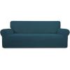 Easy-Going Stretch Sofa Slipcover 1-Piece Sofa Cover Furniture Protector Couch Soft with Elastic Bottom for Kids, Polyester Spandex Jacquard Fabric Small Checks (Sofa, Dark Gray)(Deep Teal)