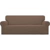 Easy-Going Stretch Sofa Slipcover 1-Piece Sofa Cover Furniture Protector Couch Soft with Elastic Bottom for Kids, Polyester Spandex Jacquard Fabric Small Checks (Sofa, Dark Gray)(Brown)