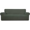 Easy-Going Stretch Sofa Slipcover 1-Piece Sofa Cover Furniture Protector Couch Soft with Elastic Bottom for Kids, Polyester Spandex Jacquard Fabric Small Checks (Sofa, Dark Gray)(Olive Green)