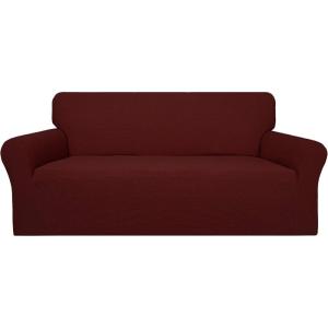 Easy-Going 100% Waterproof Chair Couch Cover, Dual Waterproof Sofa Cover, Stretch Jacquard Sofa Slipcover, Leakproof Furniture Protector for Kids, Pets, Dog and Cat (Chair, Chocolate)(Wine)